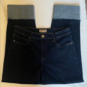 Kut from the Kloth Fay Dark Indigo High Rise Straight Cuffed Jeans Size 2 (10)